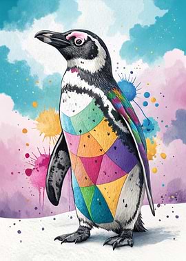 Colorful Penguin Art