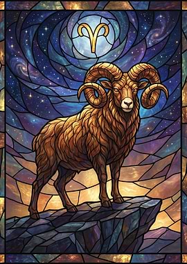 Aries Zodiac Stained Glass Art