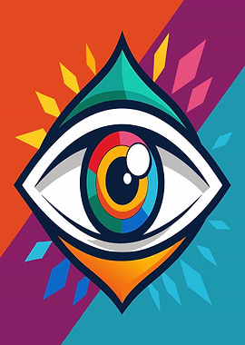 Vibrant Eye with Geometric Background