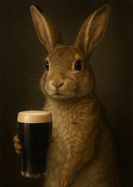 Rabbit Holding a Pint of Beer