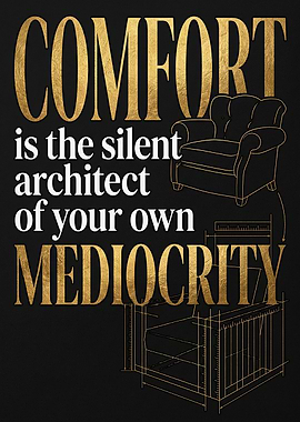 Mental Toughness Comfort Zone Mediocrity Gold Foil Quote Art