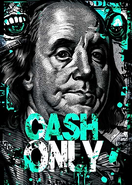 Benjamin Franklin 'Cash Only' Art