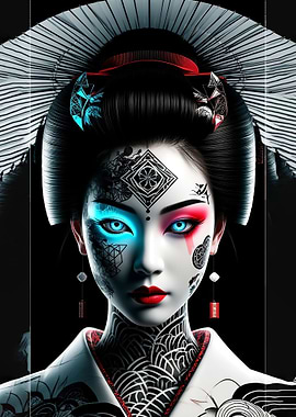 Cyberpunk Geisha Portrait