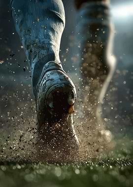 Horse hoof kicking up mud