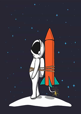 Astronaut Tied to Rocket