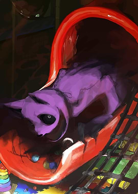 Purple Creature on Red Slide