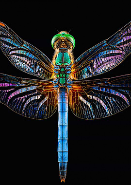 Iridescent Dragonfly Macro Nature Photography