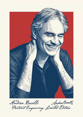 Andrea Bocelli Portrait Engraving