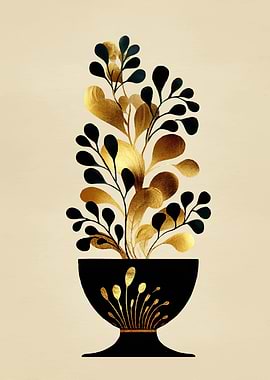 Golden and Black Floral Arrangement
