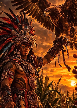 Aztec Warrior with Eagle