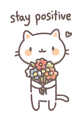 Cute Cat Holding Flowers