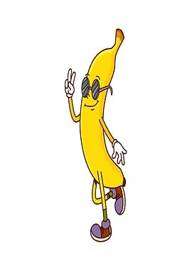 Cool Banana Character with Sunglasses
