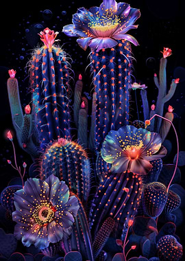 Bioluminescent Cactus Garden