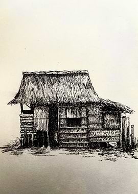 Sketch of a rustic hut