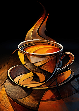 Abstract Coffee Cup with Steam