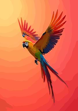 Colorful Macaw Parrot in Flight