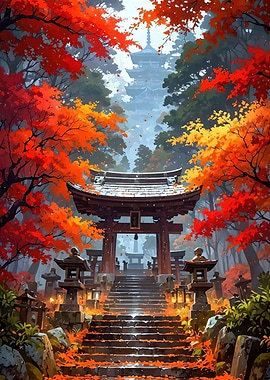 Autumn Temple Entrance