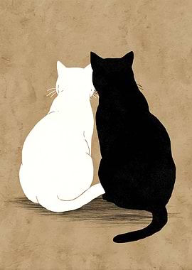 Two Cats Sitting Together