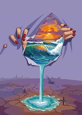 Ocean Scene Ripping Through Reality