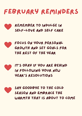 February Reminders with Hearts