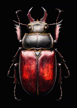 Red Stag Beetle Macro Photography