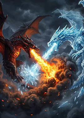 Dragons Battle Fire and Ice
