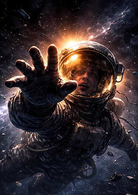 Astronaut reaching out in space