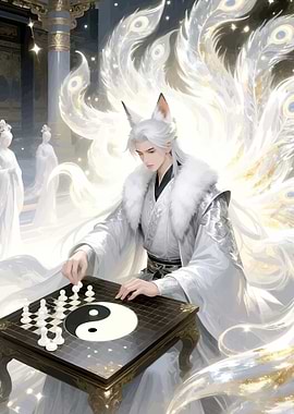Fox Spirit Playing Chess