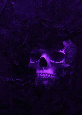 Purple Skull Emerging from Darkness