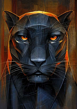 Geometric Black Panther Portrait