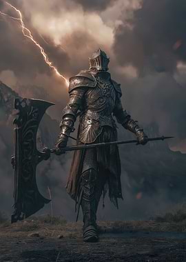 Knight with Axe in Storm