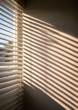 Sunlight through blinds casting shadows