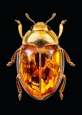 Golden Amber Translucent Beetle Photography