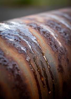 Rusty pipe with dripping water