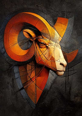 Geometric Ram Zodiac Art