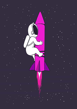 Astronaut Baby Riding a Rocket