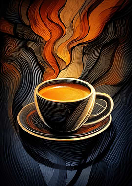 Abstract Coffee Cup with Steam