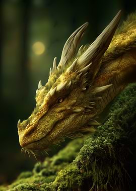 Golden Dragon in Mossy Forest