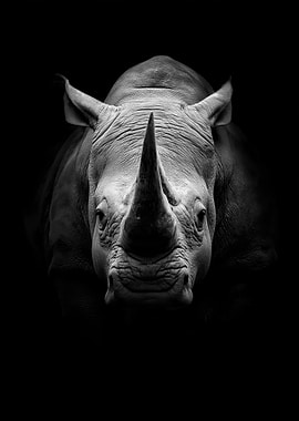 Black and White Rhinoceros Portrait