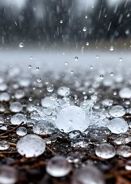 Hailstorm hitting the ground