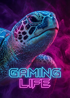 Gaming Life Neon Turtle