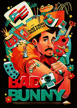 Bad Bunny Pop Art Poster