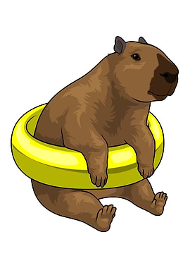 Capybara Swimming Lifebuoy