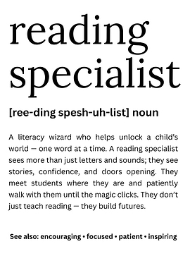 Definition of Reading Specialist Teacher Appreciation Gift