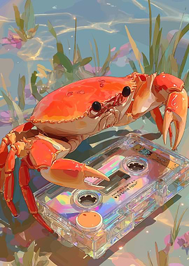 Crab with a Cassette Tape