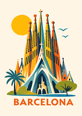 Sagrada Familia Barcelona Travel Poster