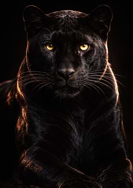 Black Panther with Intense Yellow Eyes