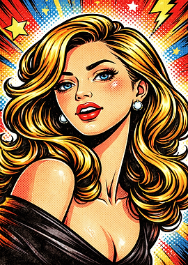 Pop Art Woman with Blonde Hair