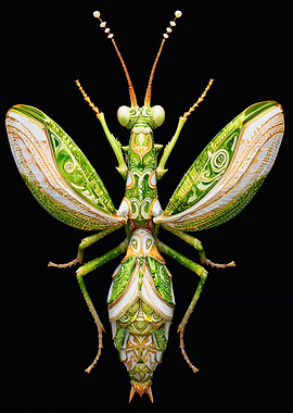 Ornate Green Symmetrical Mantis Photography