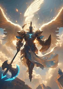 Angelic Warrior with Axe and Shield